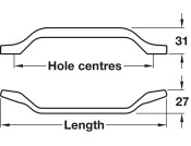 Osaka Pull Hdl ZA Ant Copper 320mm cc