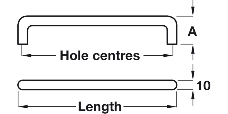 D Pull Hdl Steel Pol Chr D10mm 96mm cc