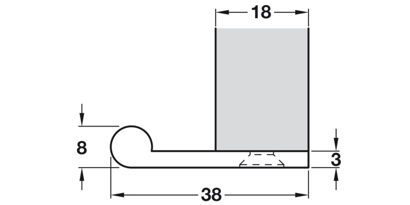 Edge Pull 50x38x3mm Brass Pol Brass