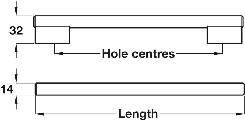 Laurel Bar Hdl ZA Feet/SSE Bar 160mm cc