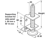 Plinth Adj w Supp Brkt M10x100mm Galv St