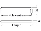 D Pull Hdl Steel White D8mm 96mm cc
