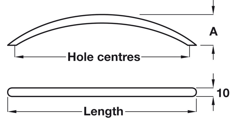 Bow Handle Pol Brass D10mm 128mm cc