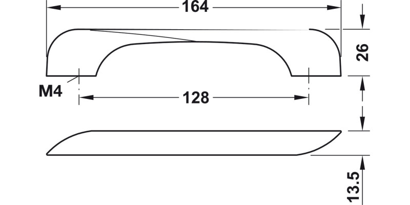 Bow Handle ZA Matt Nickel 128mm cc