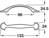 Norfolk Bow Hdl ZA Ant Brass 96mm cc