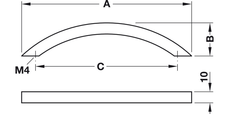 Metropolis Bow Handle 304 SSS 160mm cc