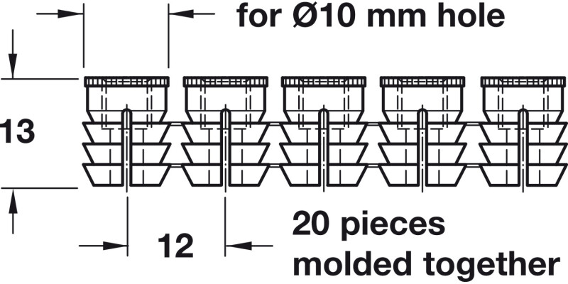 Glue-In Sleeve M6 D10x13mm Strip Plastic