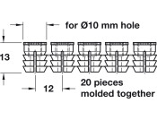 Glue-In Sleeve M6 D10x13mm Strip Plastic