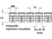 Glue-In Sleeve M6 D10x13mm Strip Plastic