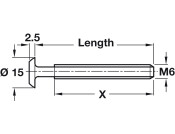 Connecting Bolt Flat End M6x35mm St BZP