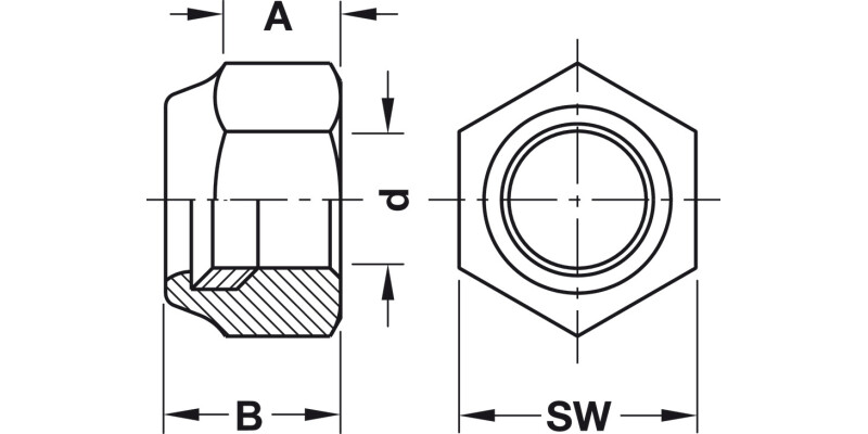 Hexagon Locking Nut M5 St Galv/Nyl Ins