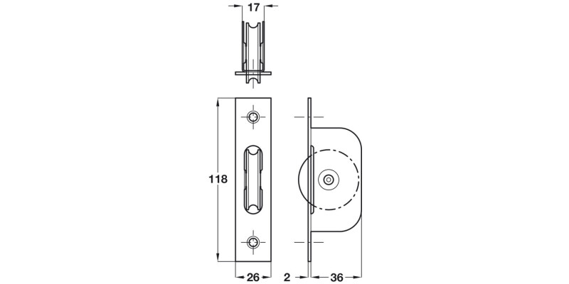 Sash Pulley AxleBearing 118x26mm SBZ PB