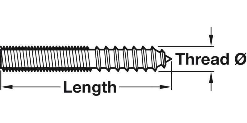 Wood to Metal Dowel M10x60mm Self Col