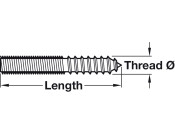 Wood to Metal Dowel M8x50mm Self Col