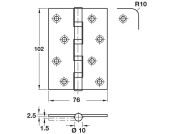 Phoenix SL Butt Hng Sq 102x76mm 304 SSS