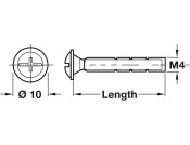 Snap off Screw M4x20-45mm SYC x100