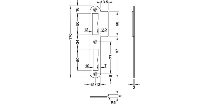 Multi Lock Device Strike Plate DIN RH