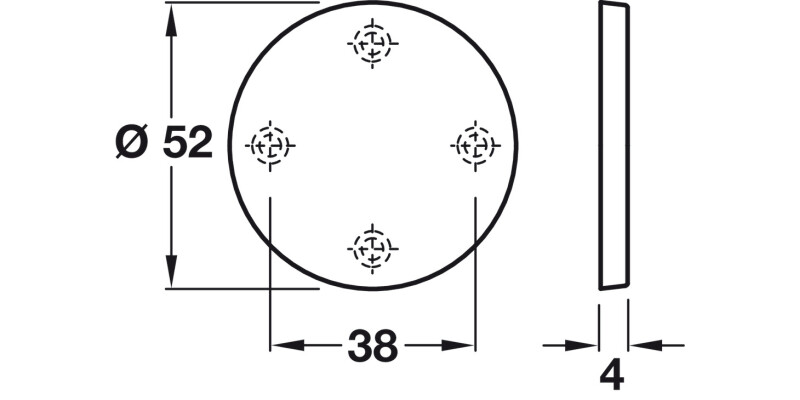 Escutcheon D52mm Blank 316 PSS