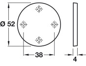 Escutcheon D52mm Blank 316 PSS