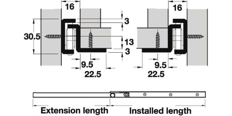 Drawer Runner Roller/Base Sgl 100kg 650mm Galv