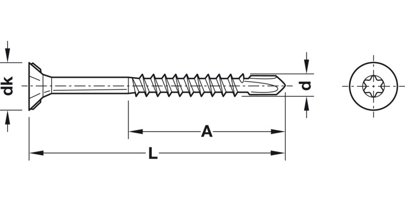 Hospa T Drill Scr Prt Csk TS20 D4.0x45mm