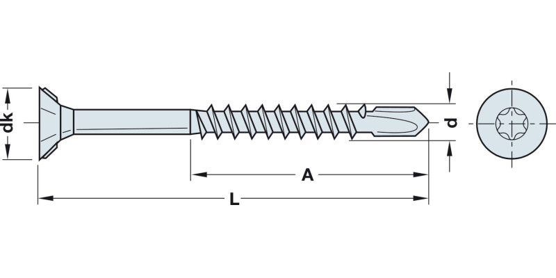Hospa T Drill Scr Prt Csk TS20 D4.0x45mm