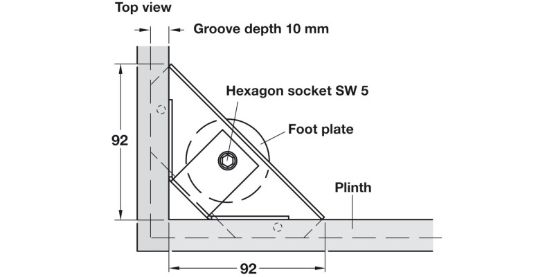 Plinth Adj w Brkt M10 150kg Galv St