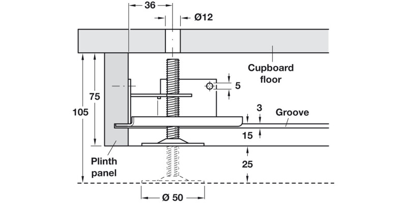 Plinth Adj w Brkt M10 150kg Galv St
