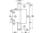 Flush Hinge 102x70mm 201 SS SSS