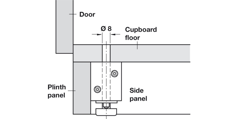 Plinth Adj Fit Screw 35mm 55x34x35mm