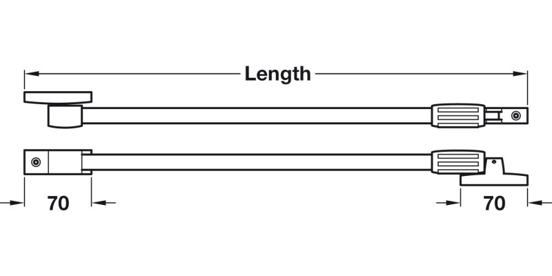 Friction Stay OH 525-845mm Steel Slv/Gry