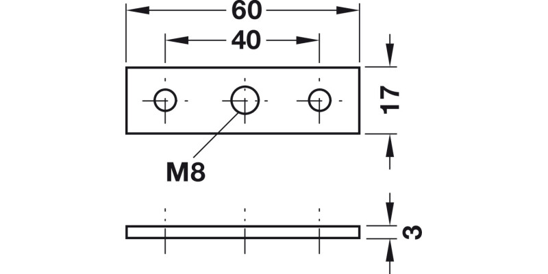 Screw-On Plate M10 60x16mm Galv St
