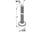 Plinth Adj Screw D30mm M10x100mm Galv St