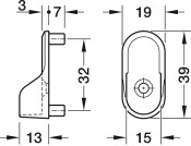 W/Robe Rail (Oval) End Supp Dowel ZA NP