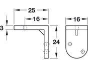 Angled Bracket 25x24x16mm Pl White