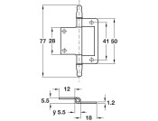 Flush Hinge 77mm MD Inset St/ZA FB