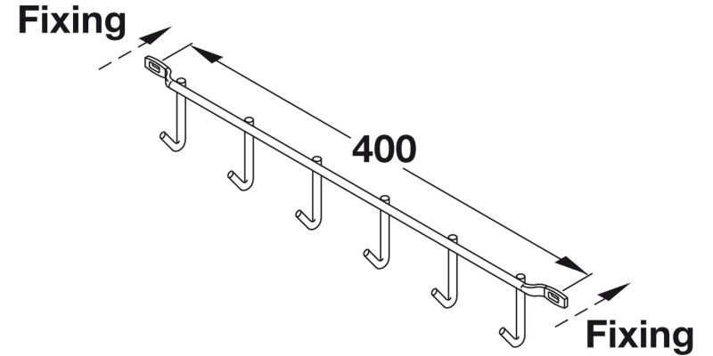 6 Hook Rack Chrome 400mm