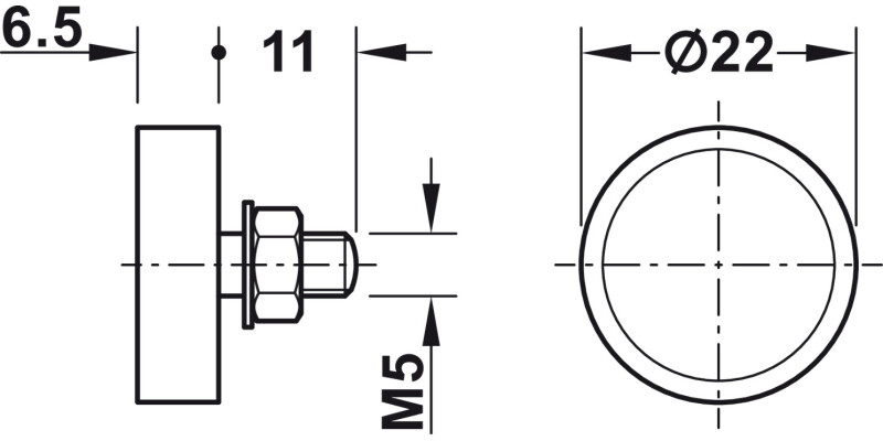 Magnetic Catch 3kg w M5 Pin Metal