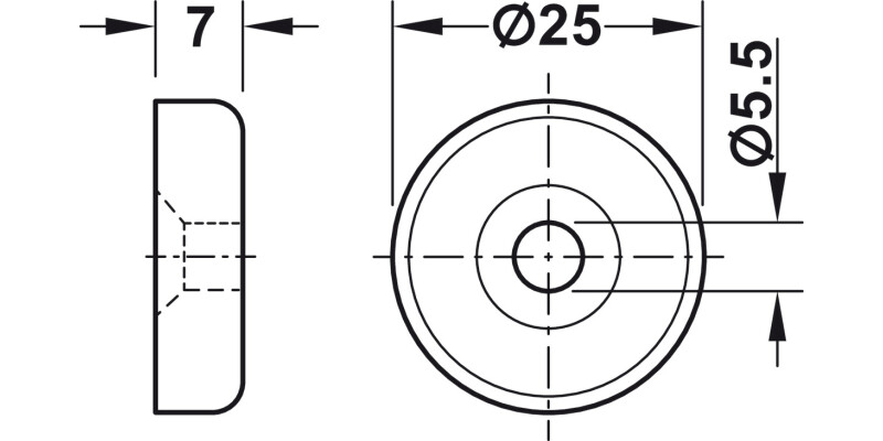 Flat Magnet Catch 3.6kg M5 SF St Galv