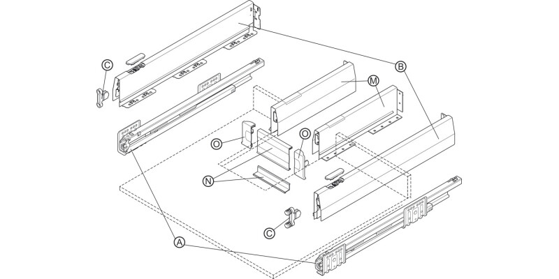 MX+ Drawer Sides 16/92/450mm Gry 6pr