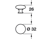 Oriel Knob ZA SS Effect D32x26mm