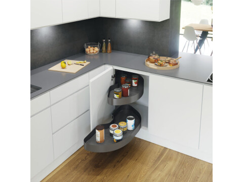 Pull Out Shelving Unit, Planero Lava Grey Curve Shelves, Vauth-Sagel Cornerstone