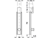 Furniture Bolt Cranked 70mm Brass Grnd