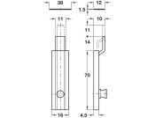Furniture Bolt Cranked 70mm Brass Grnd