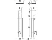 Furniture Bolt Cranked 50mm Brass Grnd