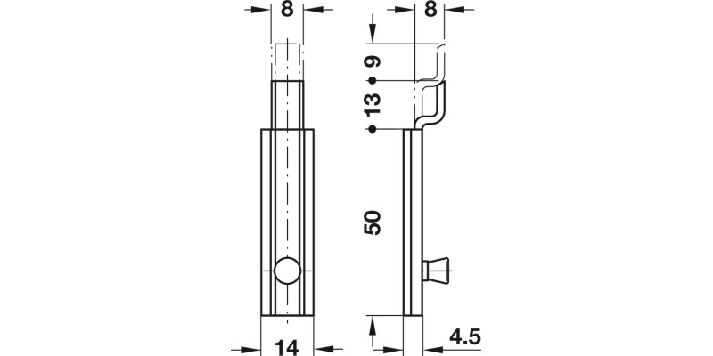 Furniture Bolt Cranked 50mm Brass Grnd