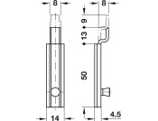 Furniture Bolt Cranked 50mm Brass Grnd