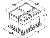 One2Four FS Waste Bin 500mm 21+2x6L
