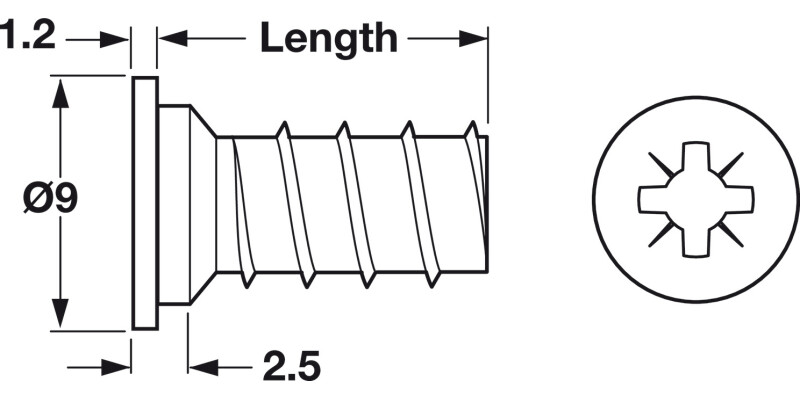 Varianta Scr Ful Cyl PZ2 D5.0x16.0mm Glv