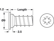 Varianta Scr Ful Cyl PZ2 D5.0x16.0mm Glv